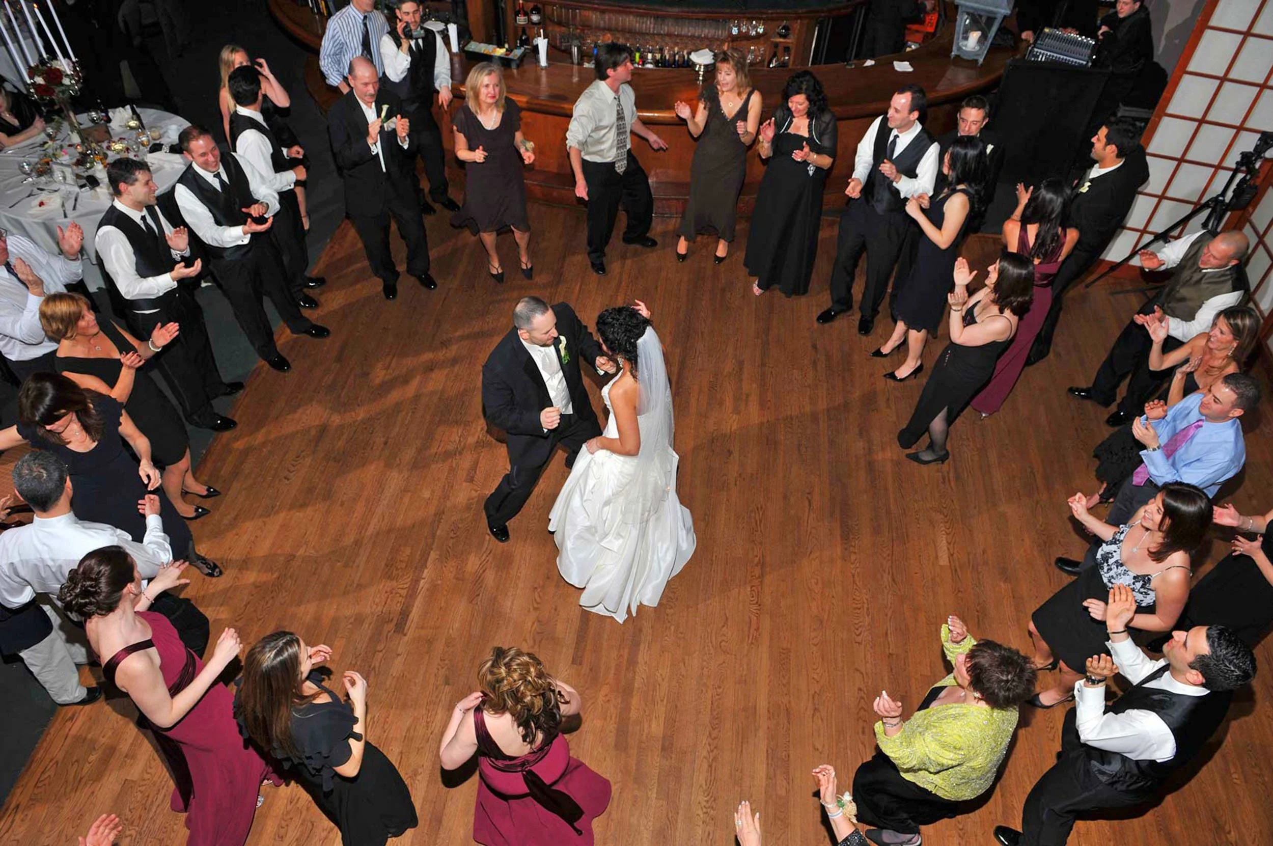 The bride and groom take center stage