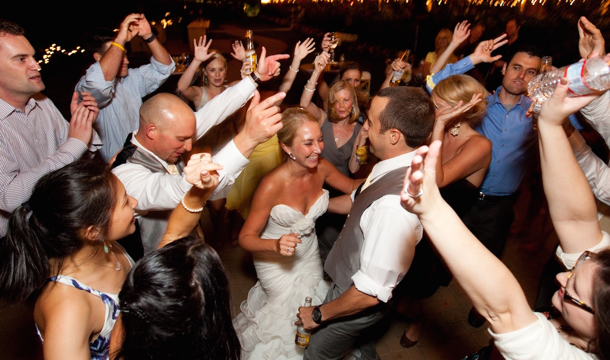 The bride and groom tearing up the dance floor